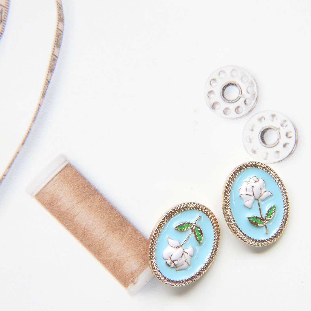 Light Blue Oval Fancy buttons