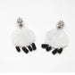 Cute Sheep Earrings Clip on | Long Playful non-pierced earring pair | White and Black, lightweight, non pierced dangle earrings