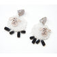Cute Sheep Earrings Clip on | Long Playful non-pierced earring pair | White and Black, lightweight, non pierced dangle earrings