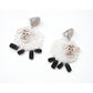 Cute Sheep Earrings Clip on | Long Playful non-pierced earring pair | White and Black, lightweight, non pierced dangle earrings