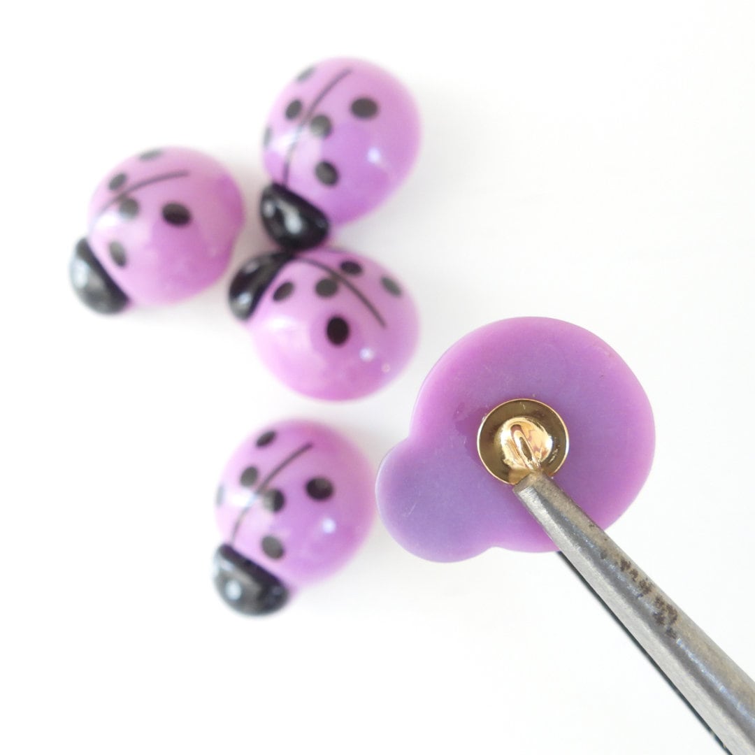 Ladybug buttons for crafts for adults - Fun purple Sewing buttons with a shank - Set of 5, 20 mm - For DIY creation, button jewelry and more