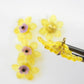 Set of 5 Fancy Flower Buttons in Purple & Lemon Yellow – 30 mm