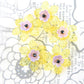 Set of 5 Fancy Flower Buttons in Purple & Lemon Yellow – 30 mm