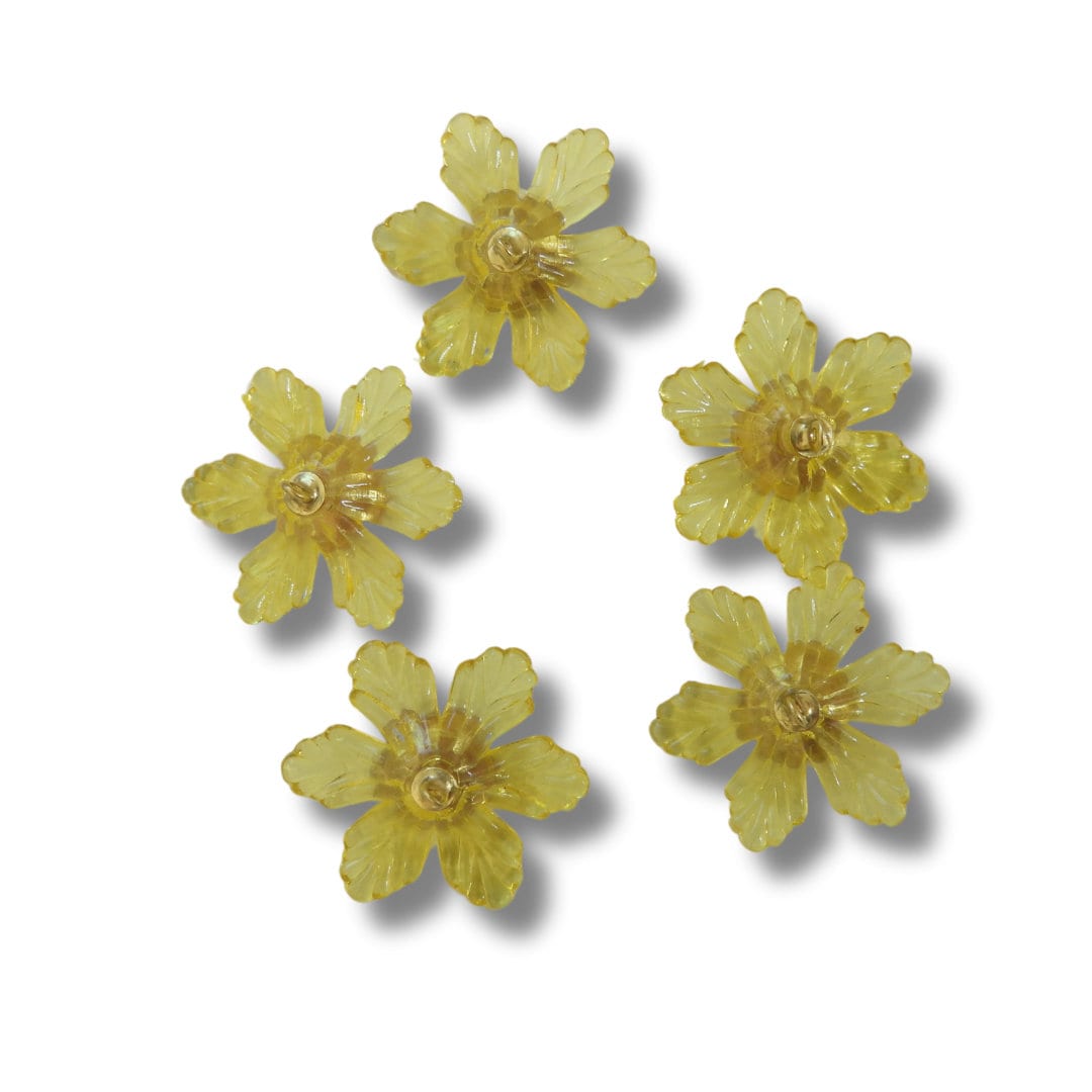 Fancy Flower Shaped with a shank - Purple and Lemon Yellow Buttons for Sewing on garments and accessories - Assorted