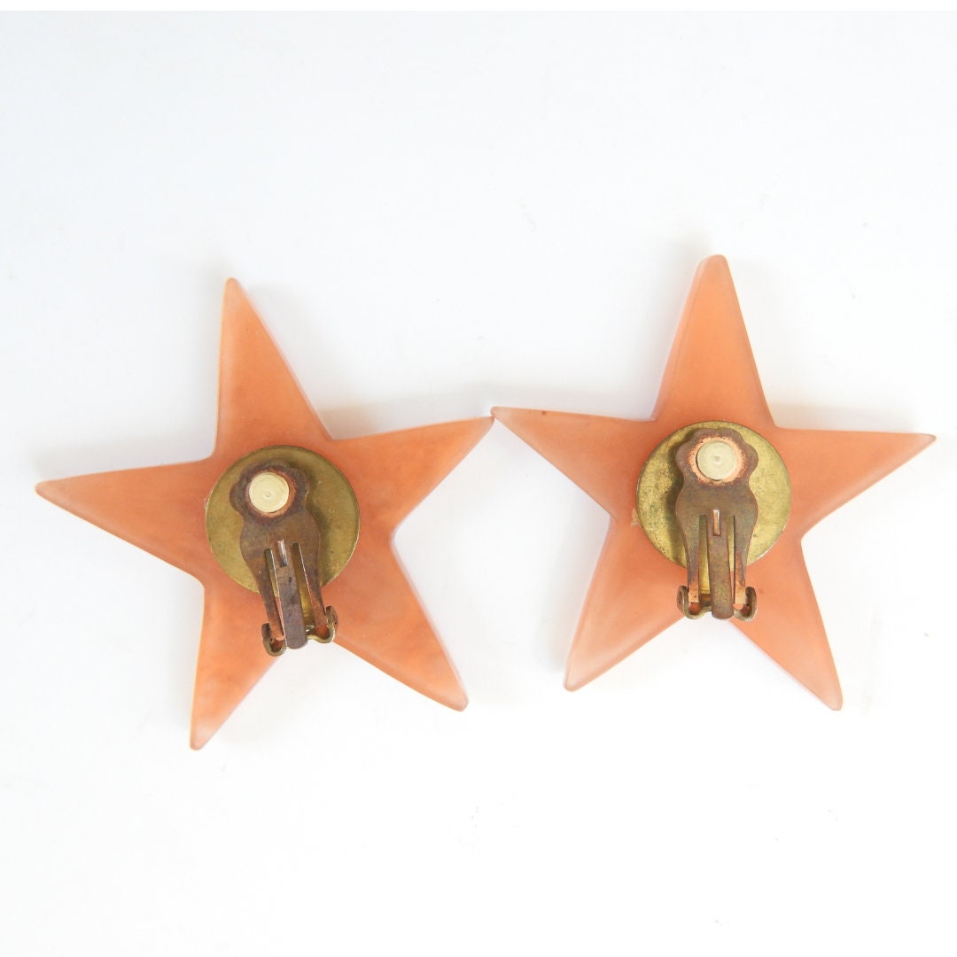 Vintage Brown Star Clip-On Earrings