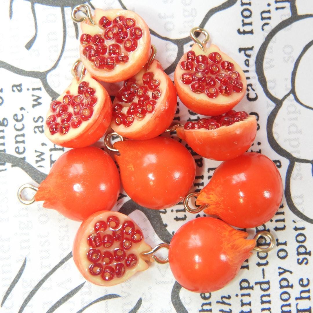 Pomegranate charms for fruit earrings and necklace jewelry