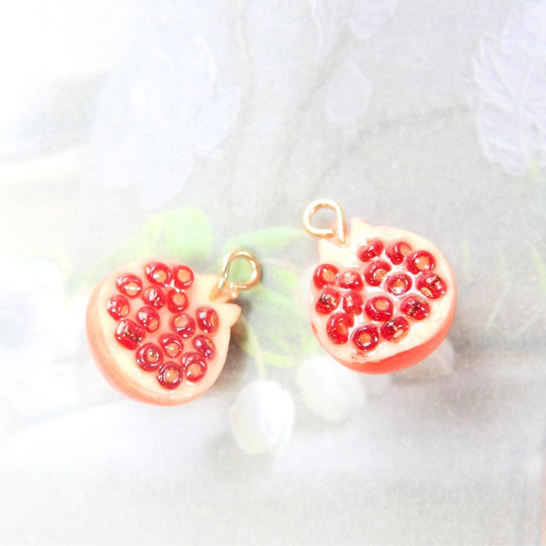 Pomegranate charms for fruit earrings and necklace jewelry