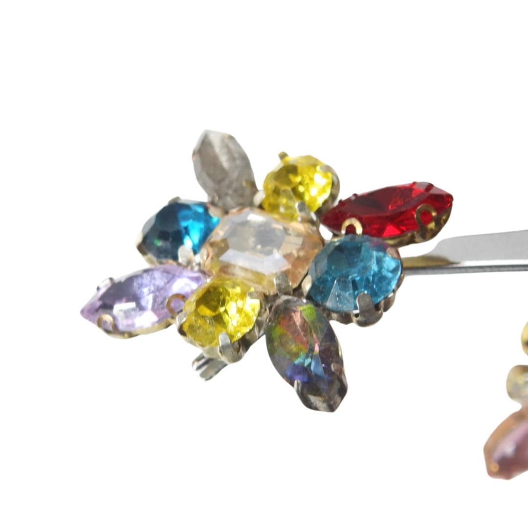 Antique glass buttons lot, 25mm in size, with a Shank - From fancy Crystal Rhinestones - Decorative, for Ladies's Suits, Dressy Jacket, Coat