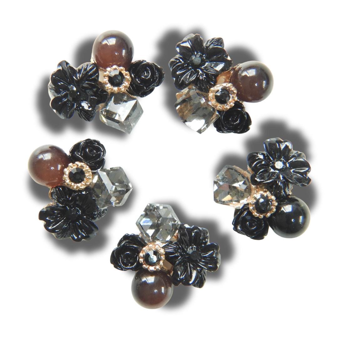 Black flower embellishments for dress