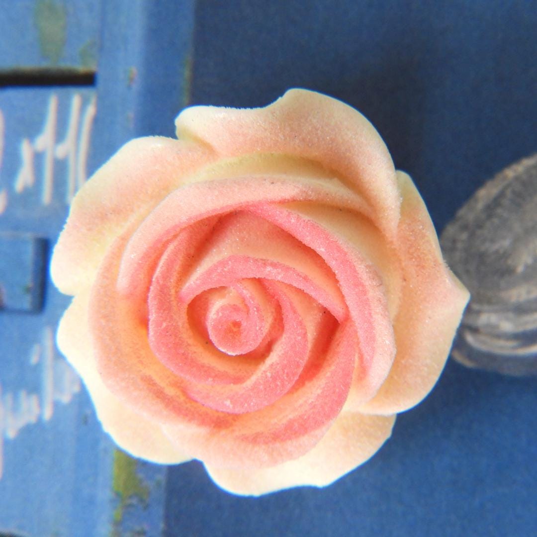 Fancy rose flower button for decorative sewing, crafting, and jewelry making - 35 mm, with a shank - Cute Bridal bouquet embellishment