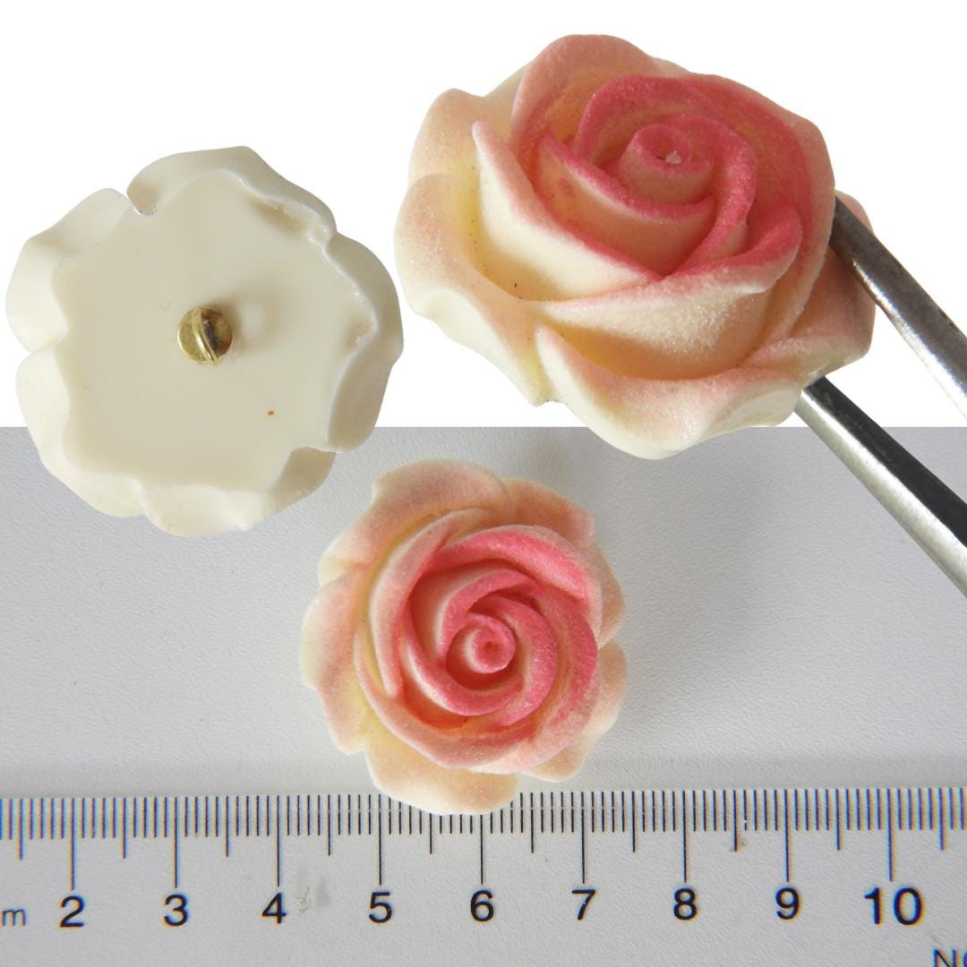 Fancy rose flower button for decorative sewing,crafting, and jewelry making - 35 mm, with a shank - Cute Bridal bouquet embellishment