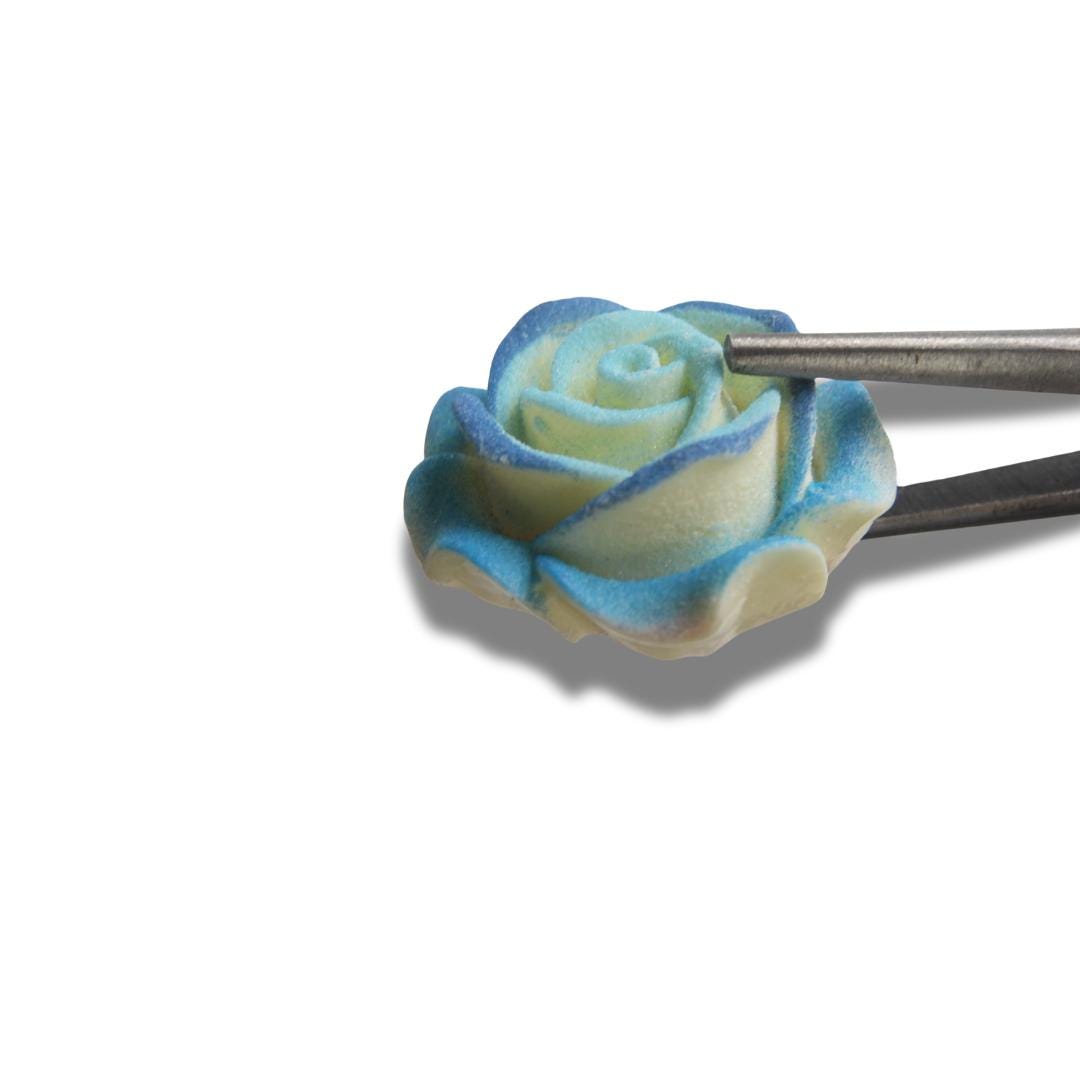 Blue rose flower button for decorative sewing, crafting, and jewelry making - 35 mm, with a shank - Cute blue Bridal bouquet embellishment