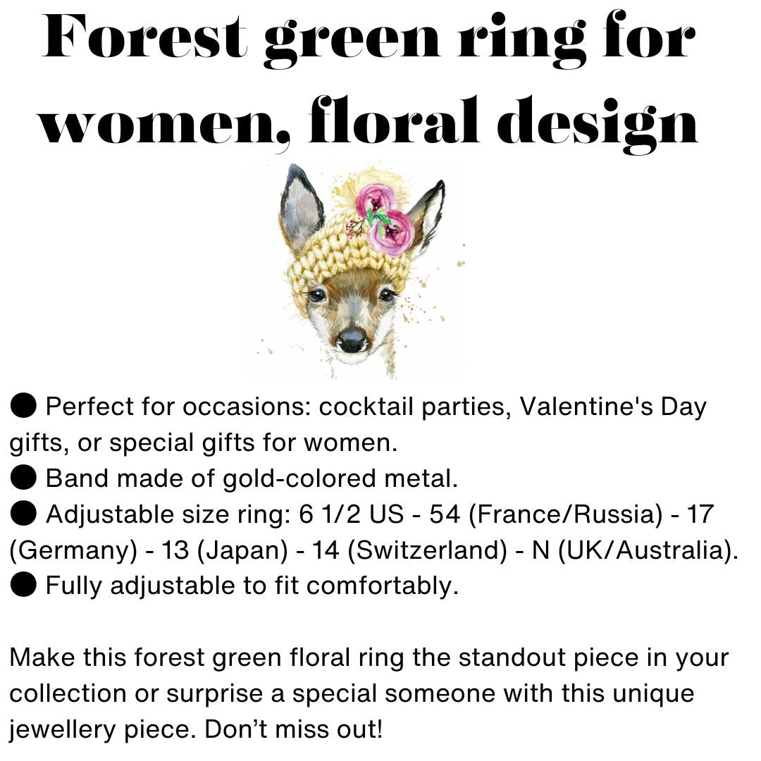 Forest green ring for women