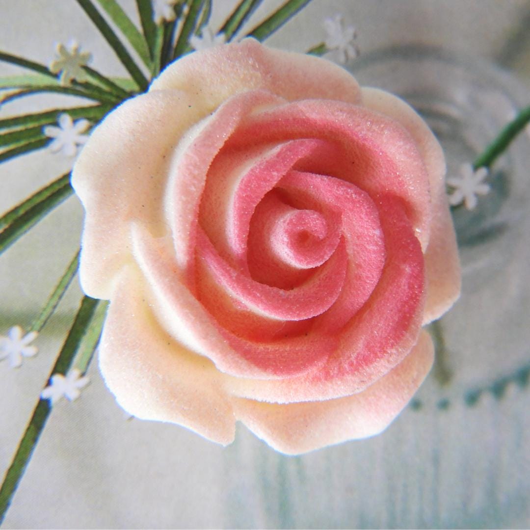 Fancy rose flower button for decorative sewing, crafting, and jewelry making - 35 mm, with a shank - Cute Bridal bouquet embellishment