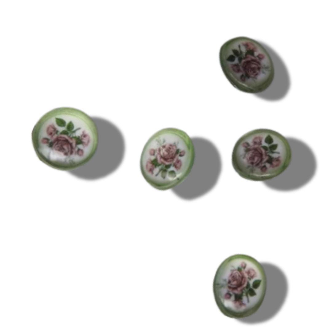 Cute Pink Rose Flower Buttons