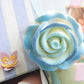 Blue rose flower button for decorative sewing, crafting, and jewelry making - 35 mm, with a shank - Cute blue Bridal bouquet embellishment