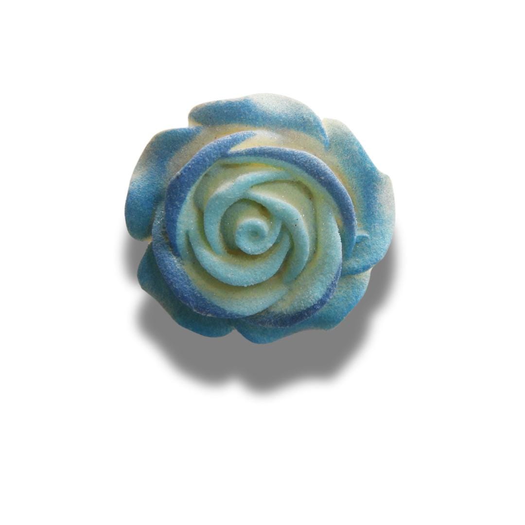 Blue rose flower button for decorative sewing, crafting, and jewelry making - 35 mm, with a shank - Cute blue Bridal bouquet embellishment