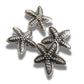 Set of 4 starfish-shaped 20mm metal buttons with a textured finish and shank back - for clothes, coats, crafts, and nautical-themed projects