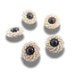Chic black and gold buttons with tiny pearls—Nice for decorating blouses, sweaters, cardigans, shoes. A fancy touch for any sewing project!