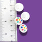 Set of 4 vintage 1980s buttons with colorful dots. Lightweight, fun, and perfect for sewing, upcycling, jewelry or decorating projects.