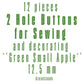 Set of 12 green apple-shaped buttons for sewing and crafting. 2-hole design, perfect for fun DIY projects, clothing, and accessories.