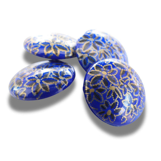 Decorative blue Shank Back Buttons Set of 5 | Made in Italy, 20mm fancy and Floral, for Sewing Jackets, Coats, Dresses, DIY Crafts