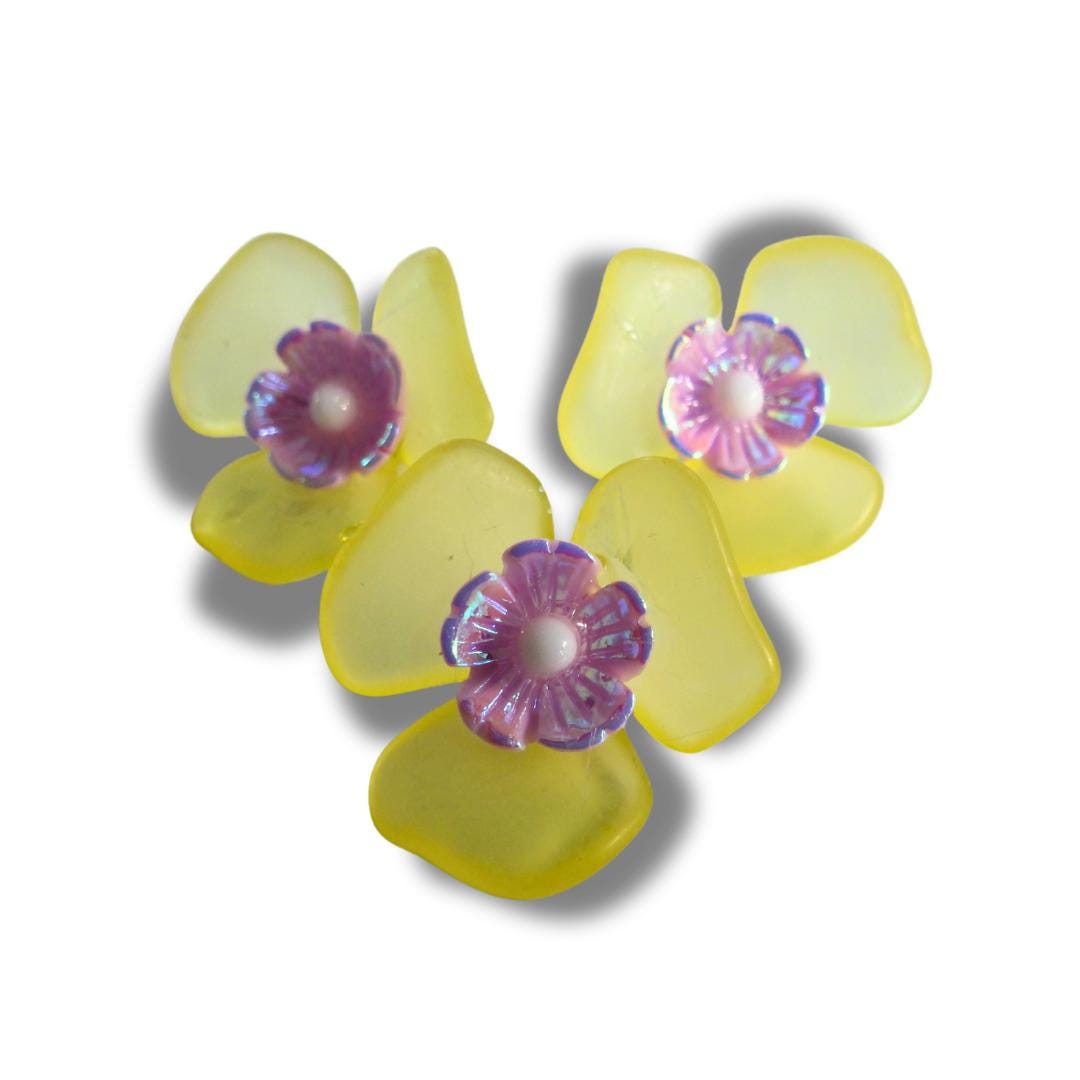 Flower Shaped Buttons – Set of 3, with a shank back - Perfect for Clothing, Jewelry Making and More - Gifts for someone who likes sewing