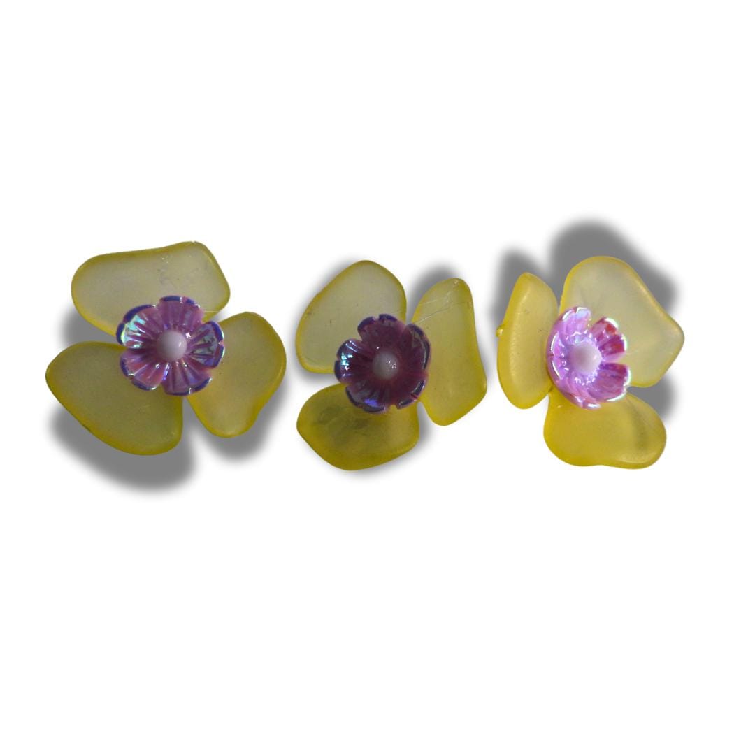 Flower Shaped Buttons – Set of 3, with a shank back - Perfect for Clothing, Jewelry Making and More - Gifts for someone who likes sewing