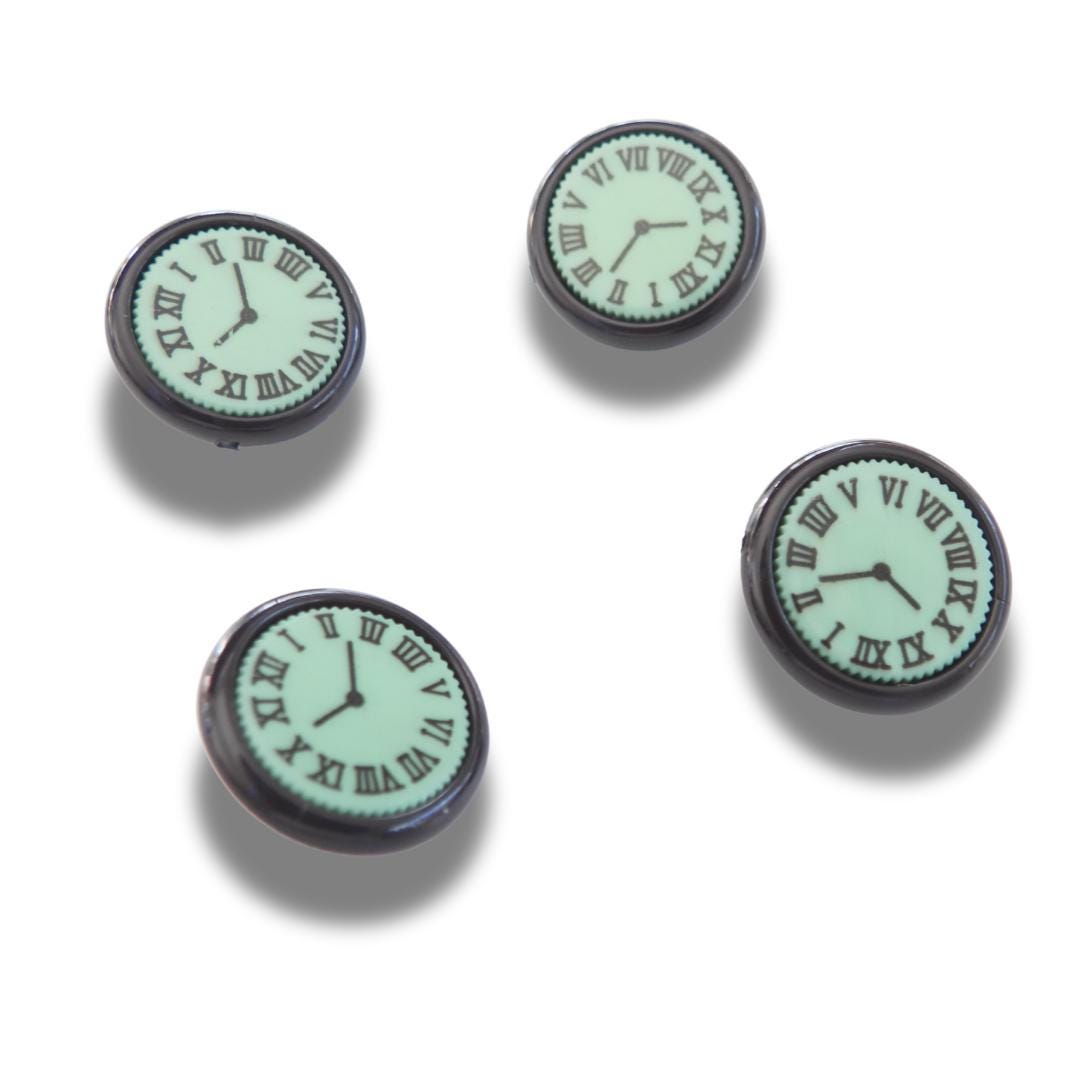 Vintage Inspired Clock Buttons Green - 17mm, With A Shank – Set of 4 for Fun Easy Sewing Projects, Crafts, Decorating Clothes or Bags