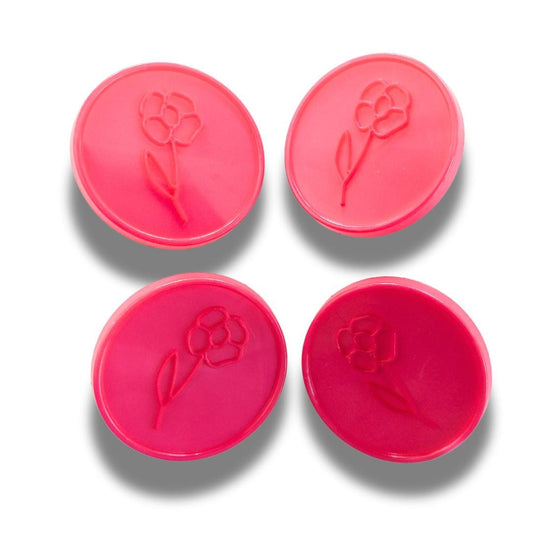 Hot pink vintage flower pattern buttons for decorating! Bold, retro flair for sewing, crafting, jewelry, and upcycling fun - 25 mm, set of 4