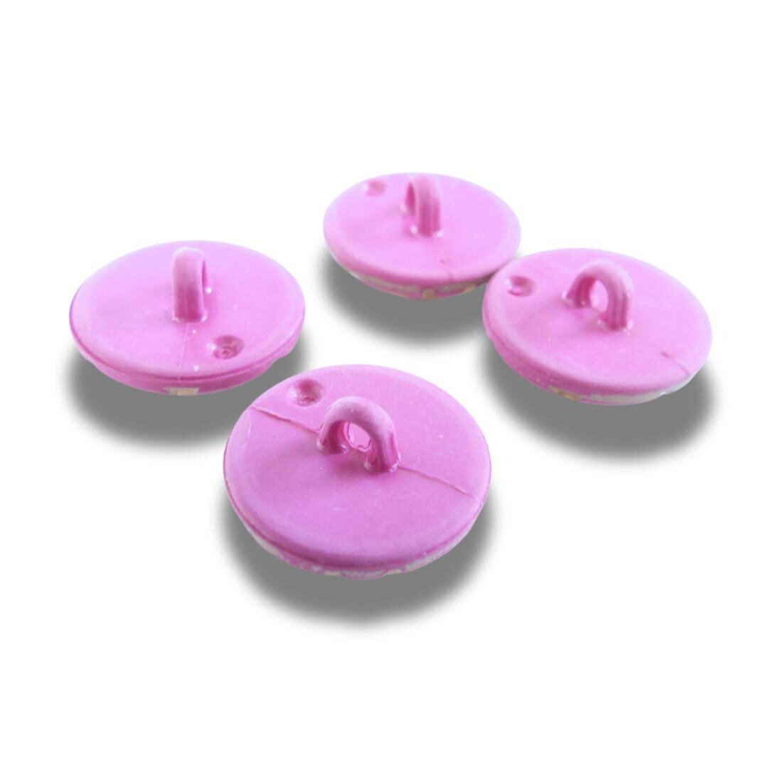 Set of 4 Vintage Inspired Purple Floral Buttons – 18mm Resin Shank Buttons for Decorating, Sewing, Embellishing Jewelry or Clothes