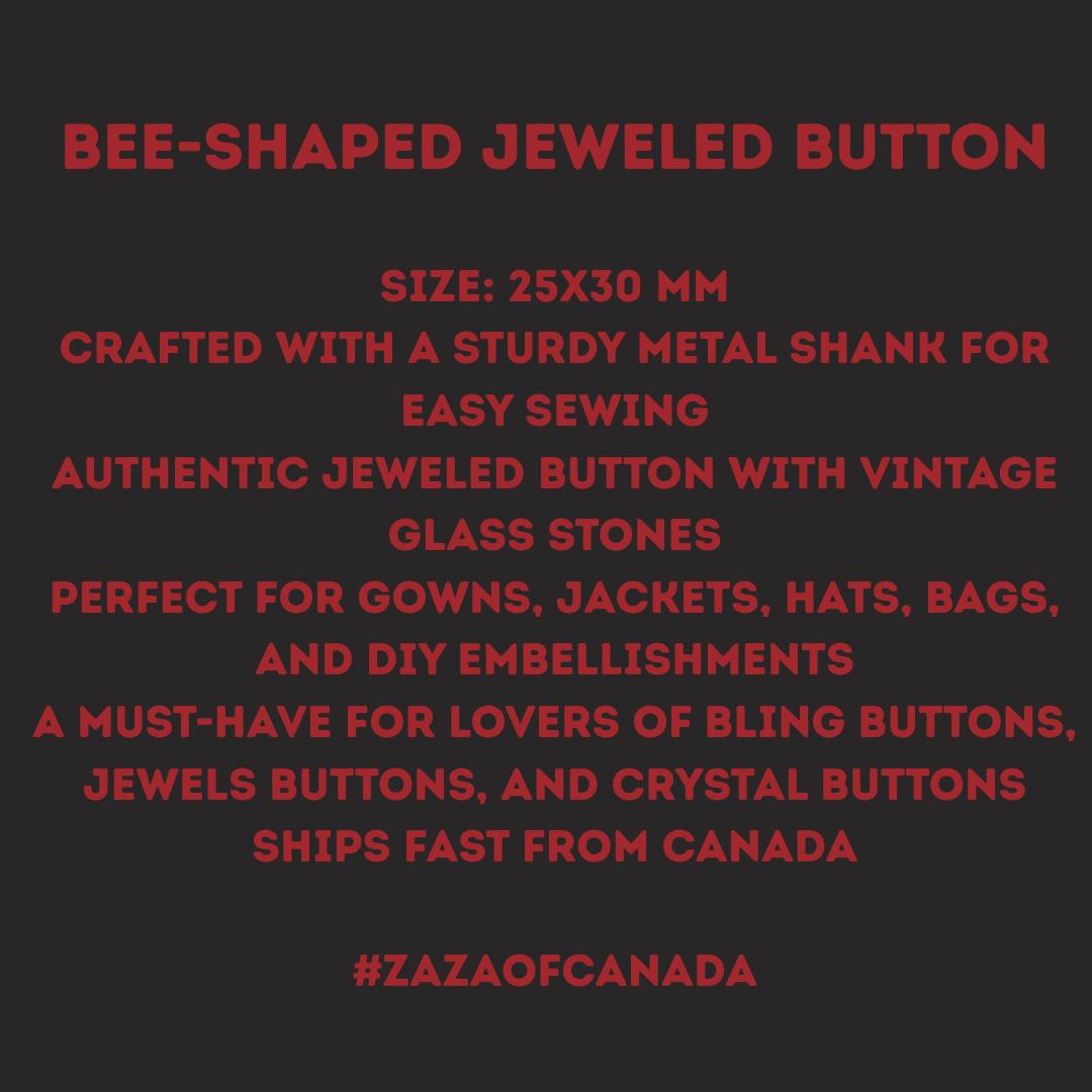 Jeweled Bee Button for Decorating – Sparkly Red & Black Crystal Button with Shank for Coats