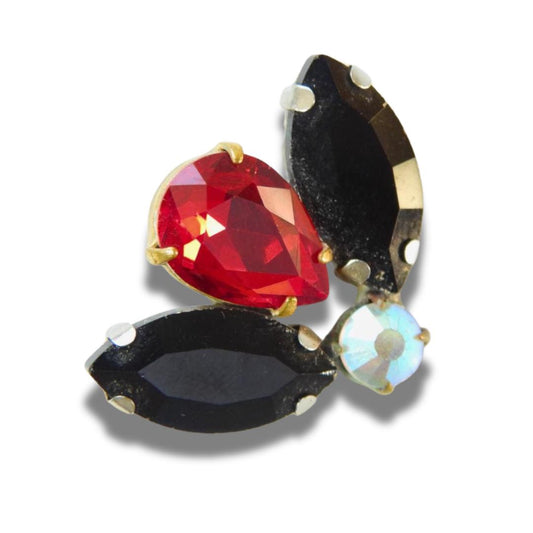 Jeweled Bee Button for Decorating – Sparkly Red & Black Crystal Button with Shank for Coats