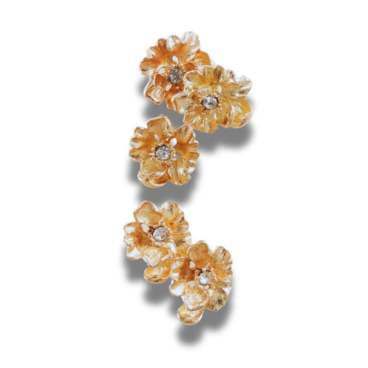 Set of 5 Shiny Gold Buttons with Faux Diamond Center – 20 x 22 mm - Great for, sewing, fashion design, hair accessories, or making jewelry