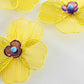 Lightweight flower buttons with large yellow metal petals. For crafts, decor, hats, tutus, and accessories. Handmade, set of 3, 38 mm