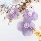 Set of 3 handmade flower buttons with purple petals and pearl centers. Lightweight and perfect for crafts, accessories, and summer decor.