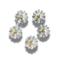 Set of 5 vintage-style daisy flower buttons. Ideal for jewelry, crafts, or country-style wedding decor. Yellow, white and blue, 15 mm