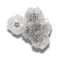 Oversized 40 mm flower button with silver petals, grey and pink floral center, shank back. Lightweight and perfect for sewing or crafts
