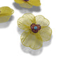 Lightweight flower buttons with large yellow metal petals. For crafts, decor, hats, tutus, and accessories. Handmade, set of 3, 38 mm