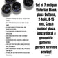 Set of 7 antique Victorian black glass buttons for sewing - 2-hole, 8–15 mm, Czech molded glass. Glossy floral & geometric patterns