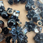 Black flower jewels for clothes