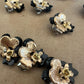 Black flower jewels for clothes