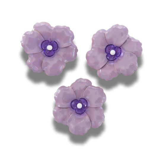 Set of 3 large purple flower buttons for decorating, crafting or sewing. For unique, embellished decorative projects. 35 mm, Fast shipping