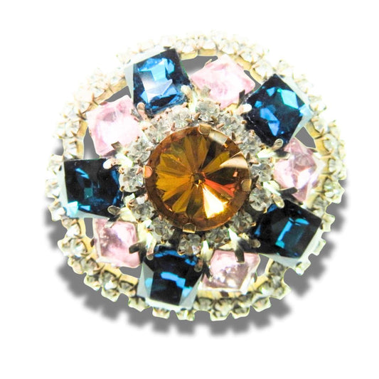 Vintage Czech brooch with colorful stones