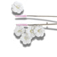 White flower buttons for decorating and sewing. Set of 5, with a shank. Great for assemblage art, repurposed projects, and bridal jewelry
