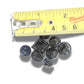 10 Czech black glass buttons from Europe. Perfect embellishments for thrifted or inherited garments—perfect for upcycling. With a shank back