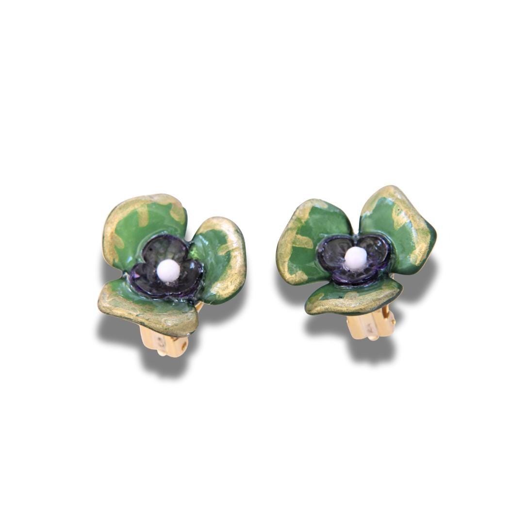 green clip on earrings