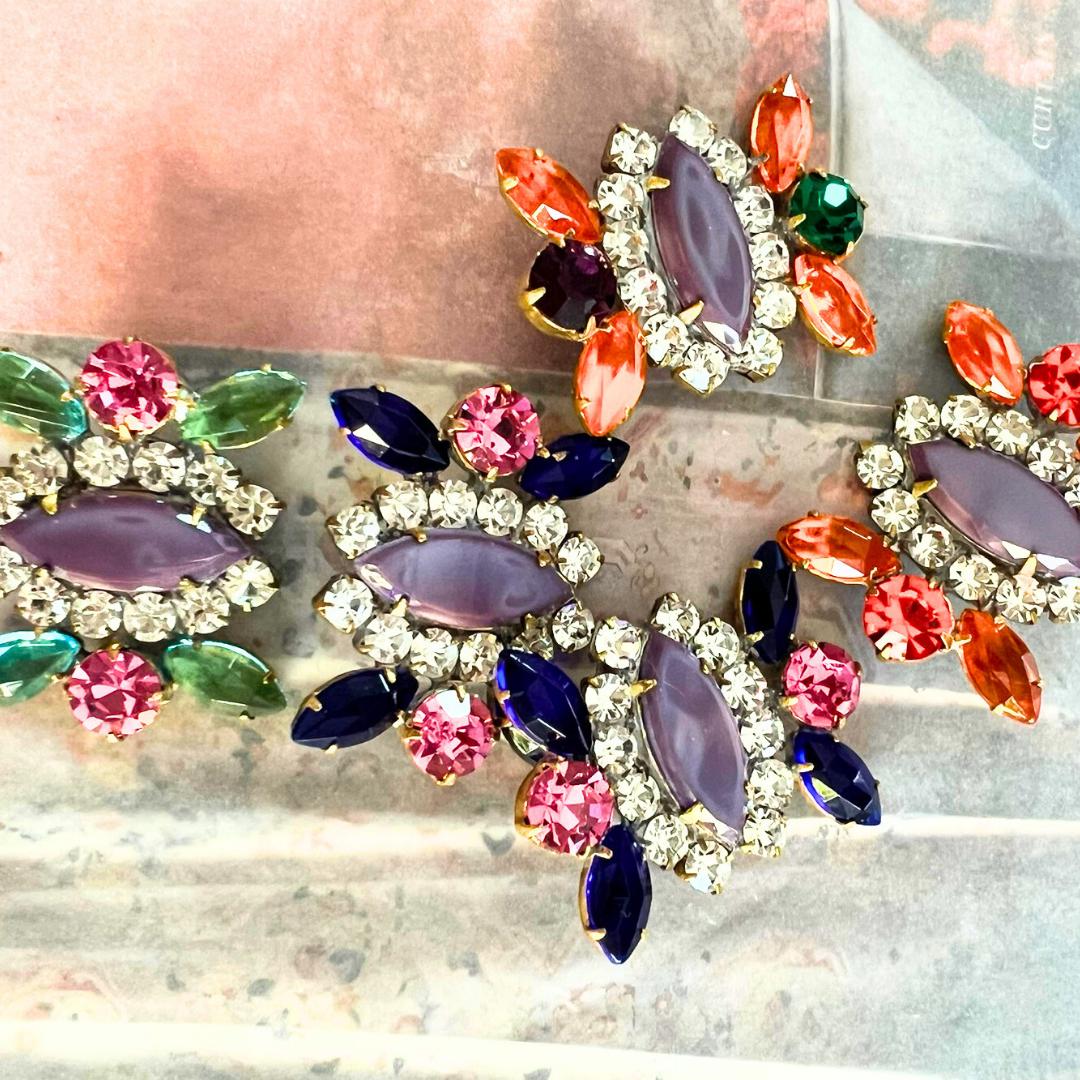 Purple Czech Rhinestone Buttons