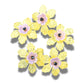 Set of 5 Fancy Flower Buttons in Purple & Lemon Yellow – 30 mm