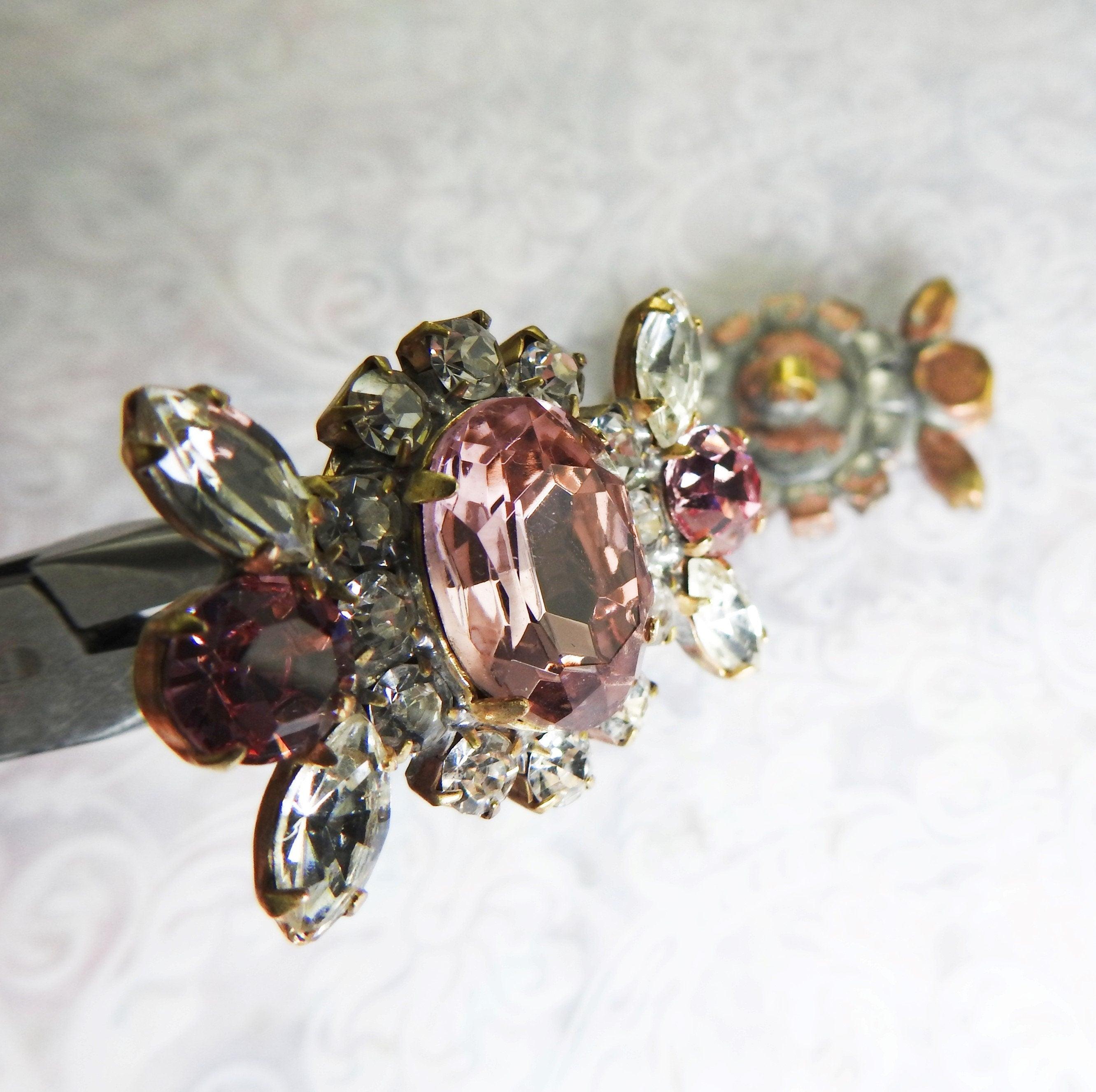 Large fancy pink glass buttons – zazaofcanada